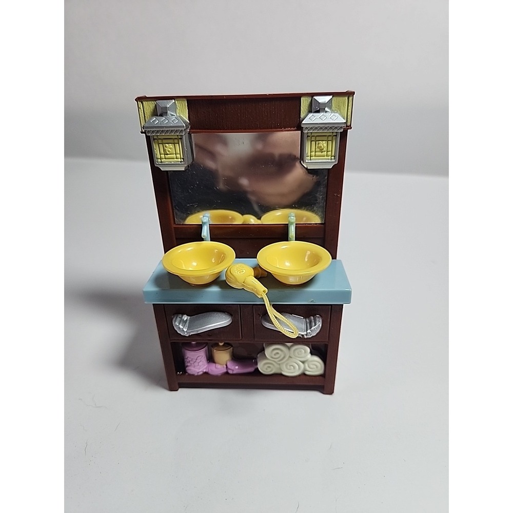2008 Fisher Price‎ Loving Family Doll House Bathroom Double Sink / Hair Dryer